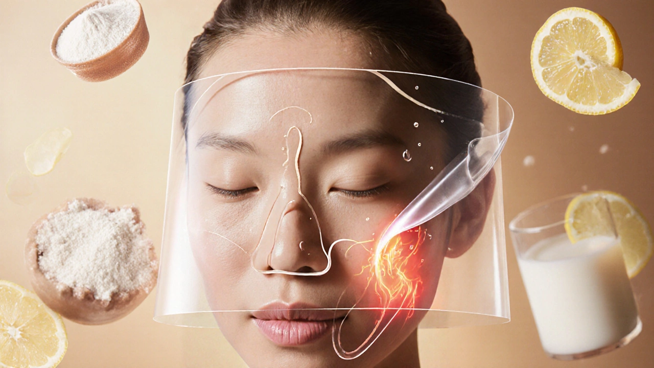 Схематическое изображение, как желатиновая маска временно подтягивает контуры лица.