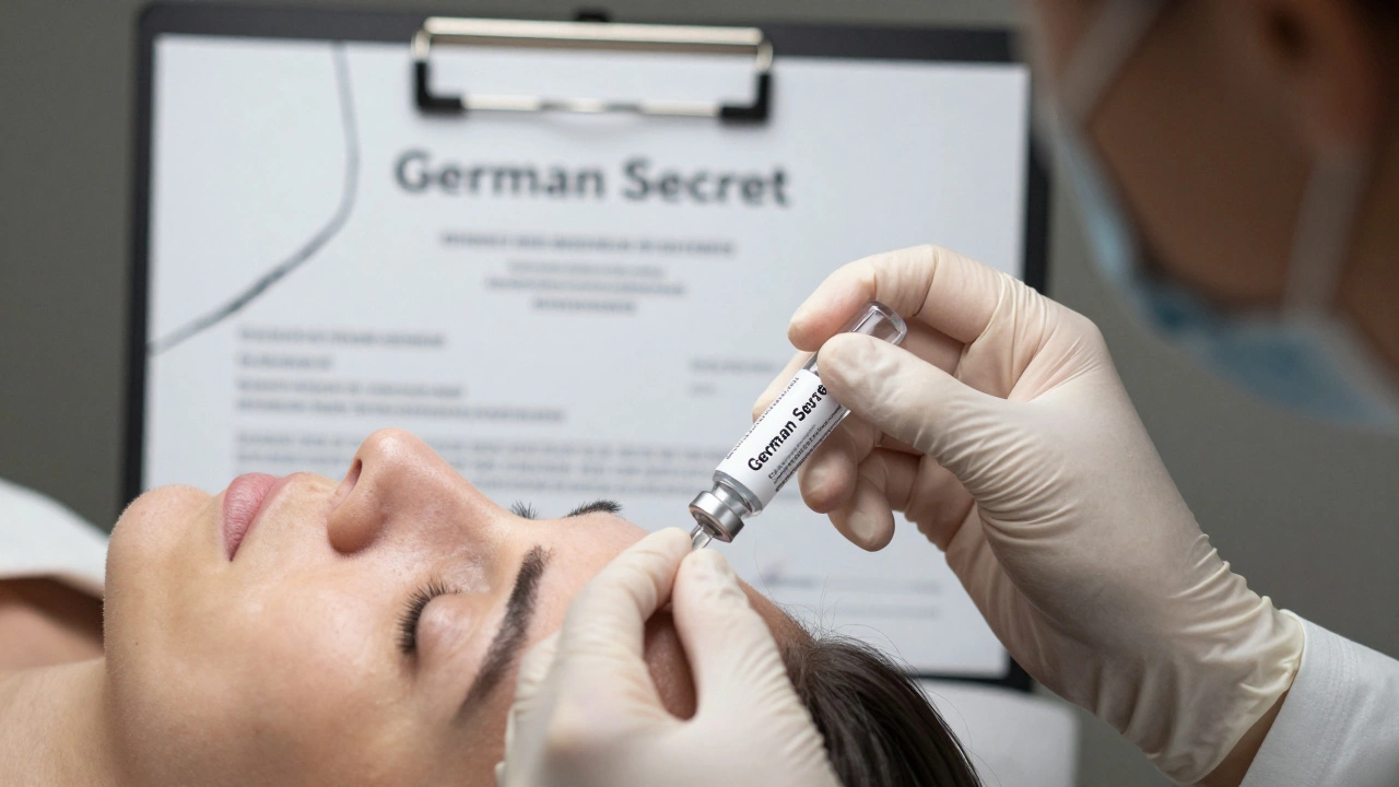 Косметолог делает инъекцию неизвестным средством, сертификаты скрыты.