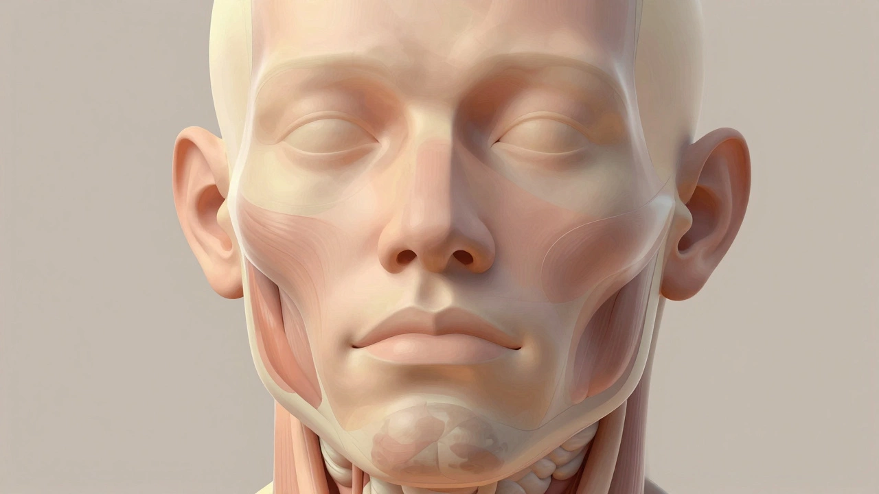 Трёхмерная структура лица с акцентом на естественный объём скул и подбородка, без чрезмерного наполнения.