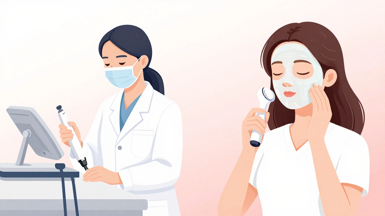 Сравнение работы врача-косметолога и эстетиста: лазер против ультразвуковой очистки и масок.