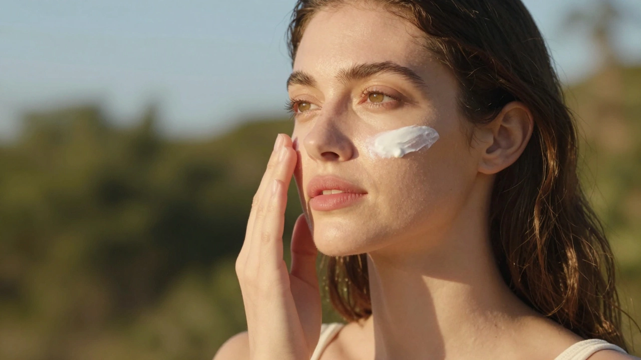 Нанесение крема от солнца для защиты после процедуры