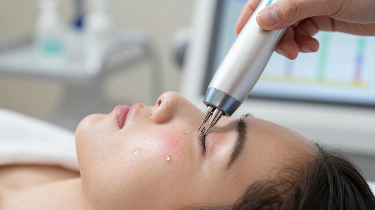 Профессиональный микронидлинг с биоактивным цинком на коже лица.