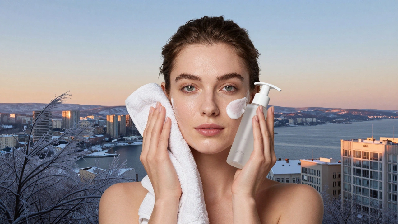 Утреннее и вечернее очищение кожи при акне в условиях холодного климата.
